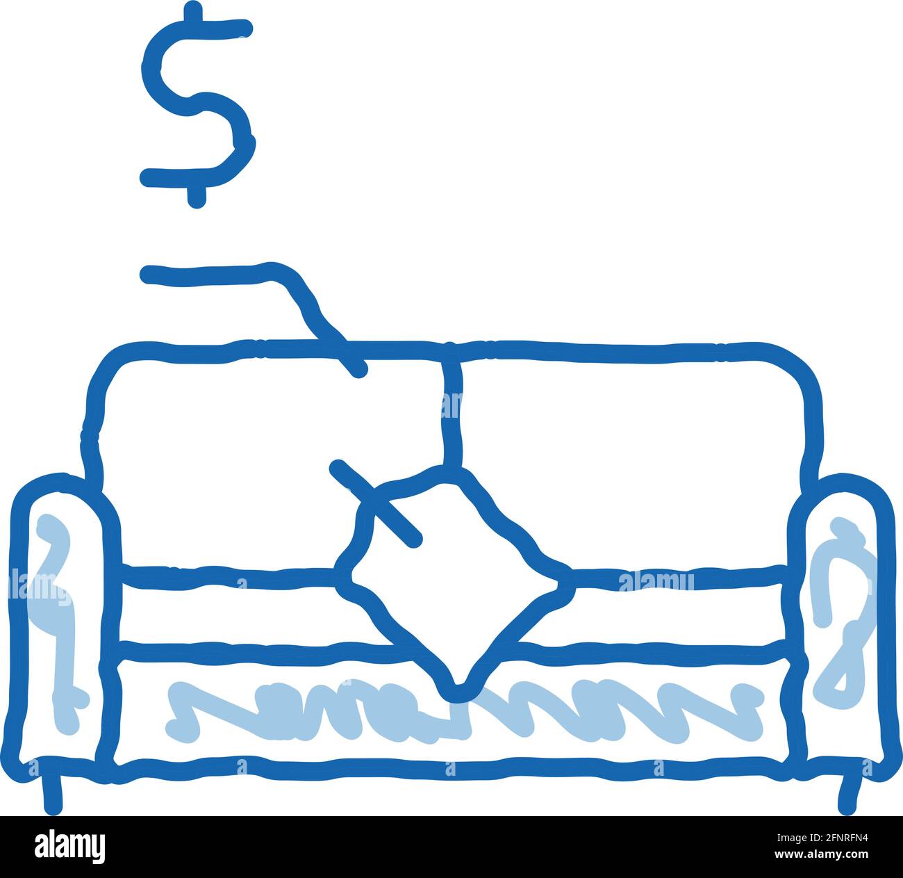 sofa selling doodle icon hand drawn illustration Stock Vector Image