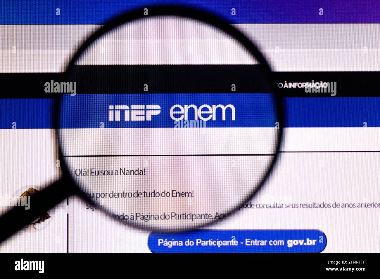 In this photo illustration the homepage of the Exame Nacional do Ensino Médio (ENEM) website is displayed on the computer screen. (Photo by Rafael Henrique / SOPA Images/Sipa USA) Stock Photo