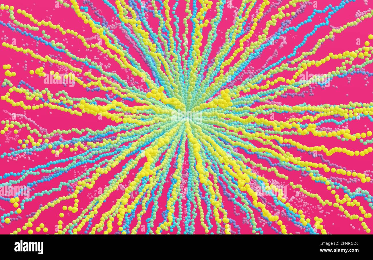 Point explode. Array with dynamic emitted particles. 3d technology ...