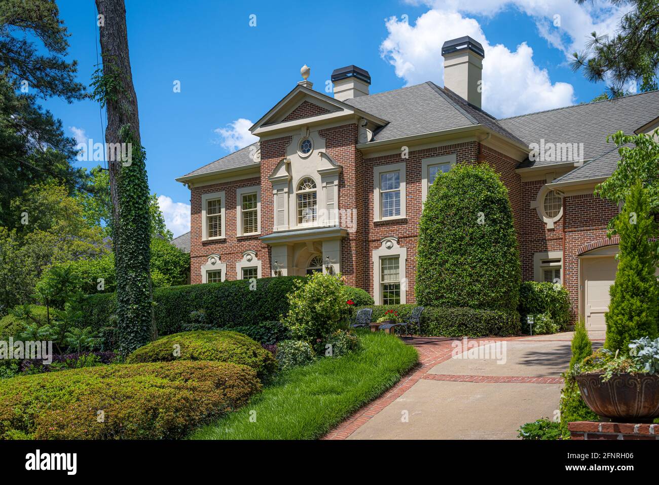 Luxury brick home in an upscale Buckhead neighborhood in Atlanta, Georgia. (USA) Stock Photo