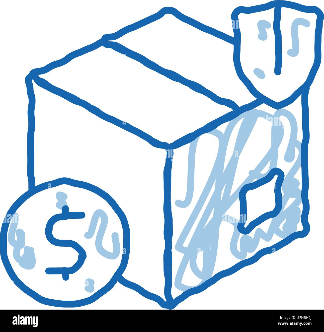 box delivery insurance doodle icon hand drawn illustration Stock Vector ...