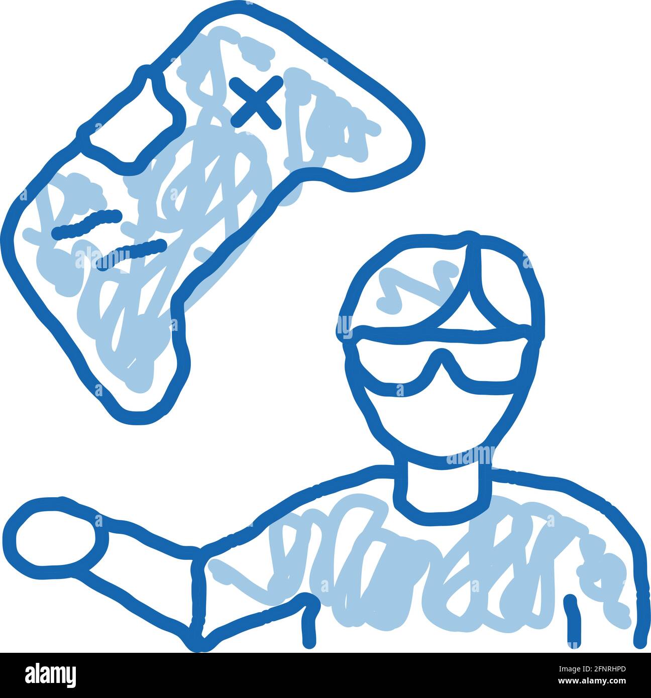 gamer gaming doodle icon hand drawn illustration Stock Vector Image ...
