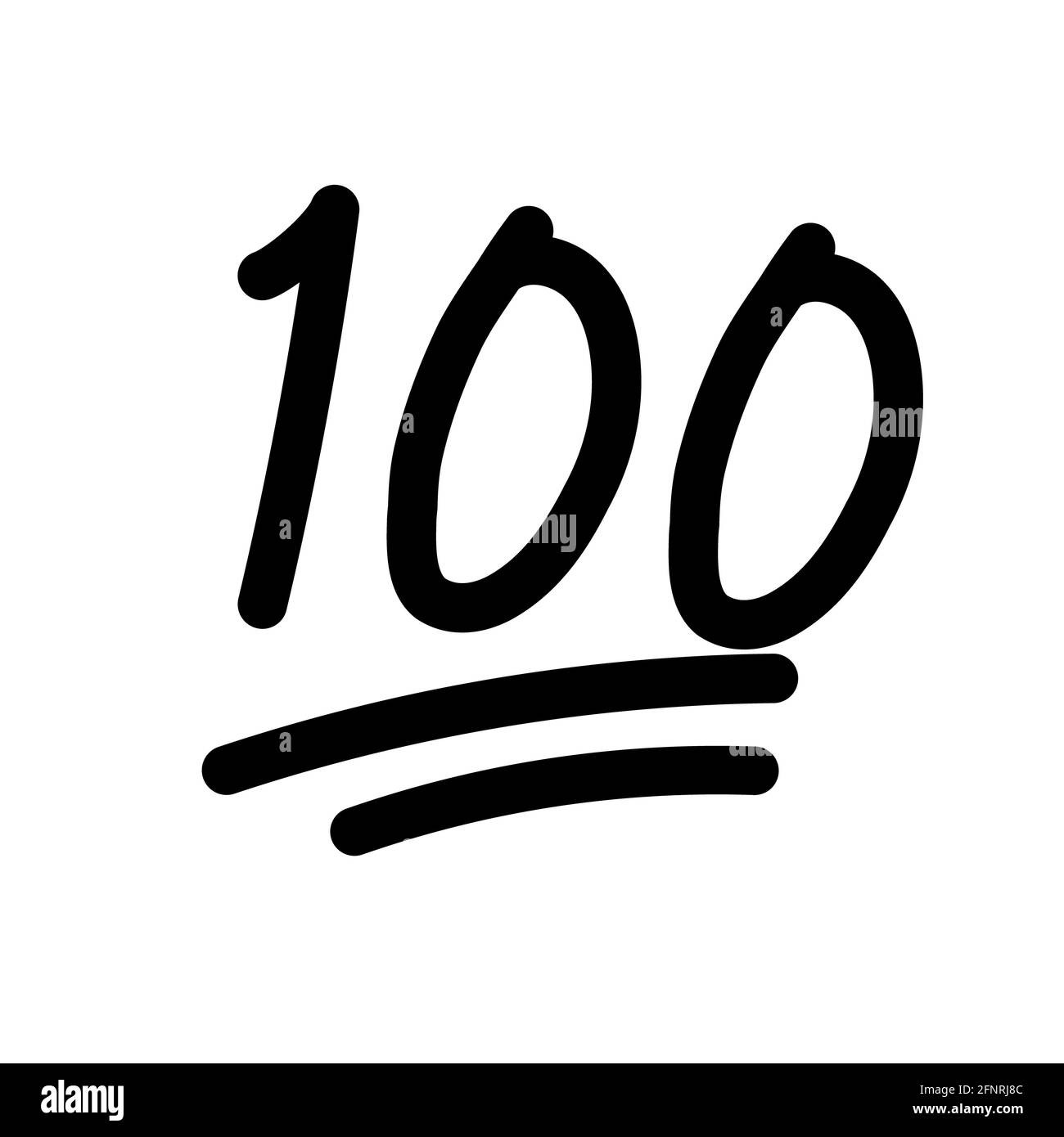 100 hundred emoticon icon on white background. 100 emoji score sticker. 100 sign. flat style. Stock Photo