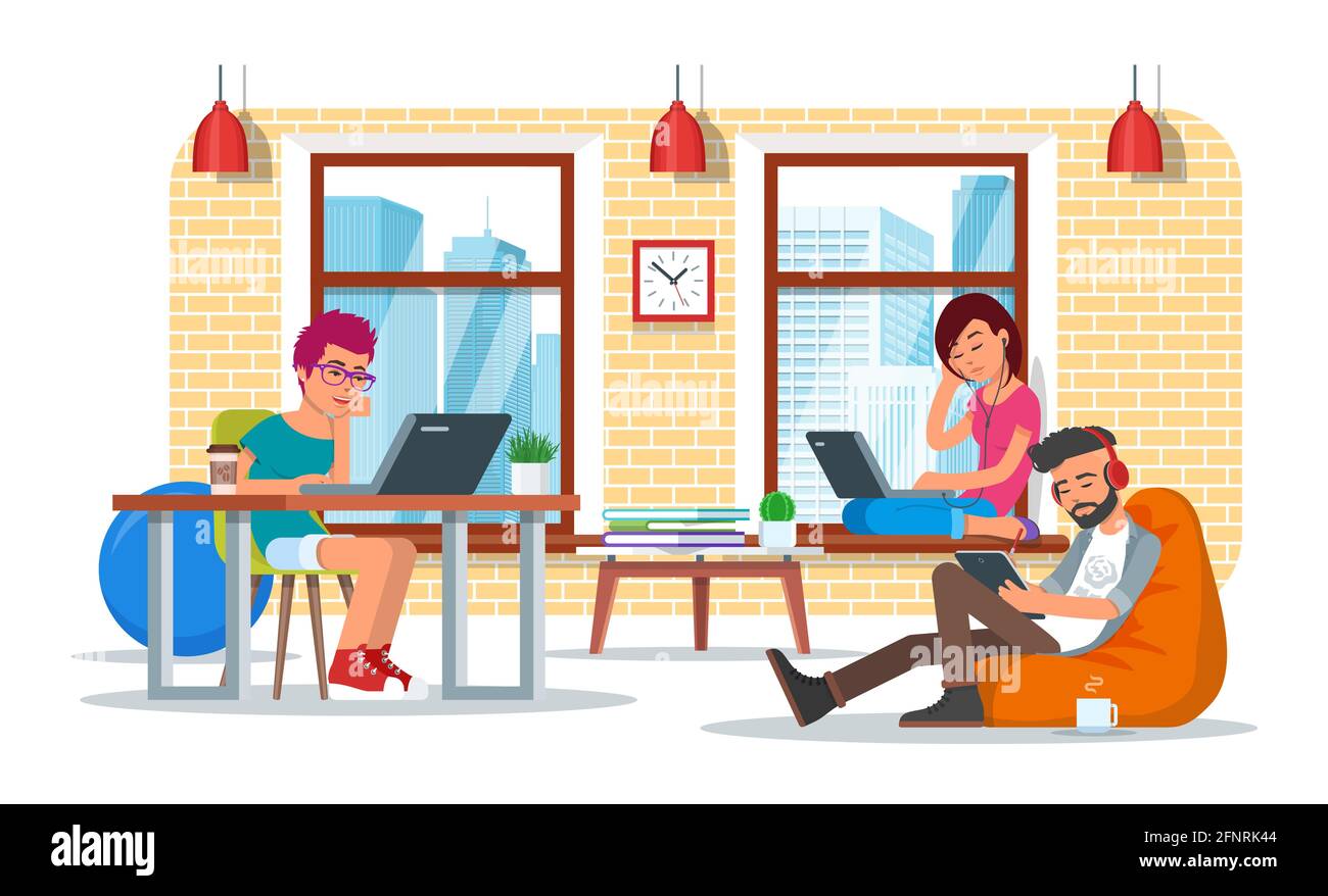 Coworking center concept vector illustration, flat style design Stock Vector