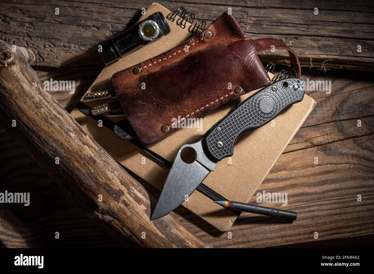 Pocket knife and hand torch. Everyday wear. Men's accessories for every