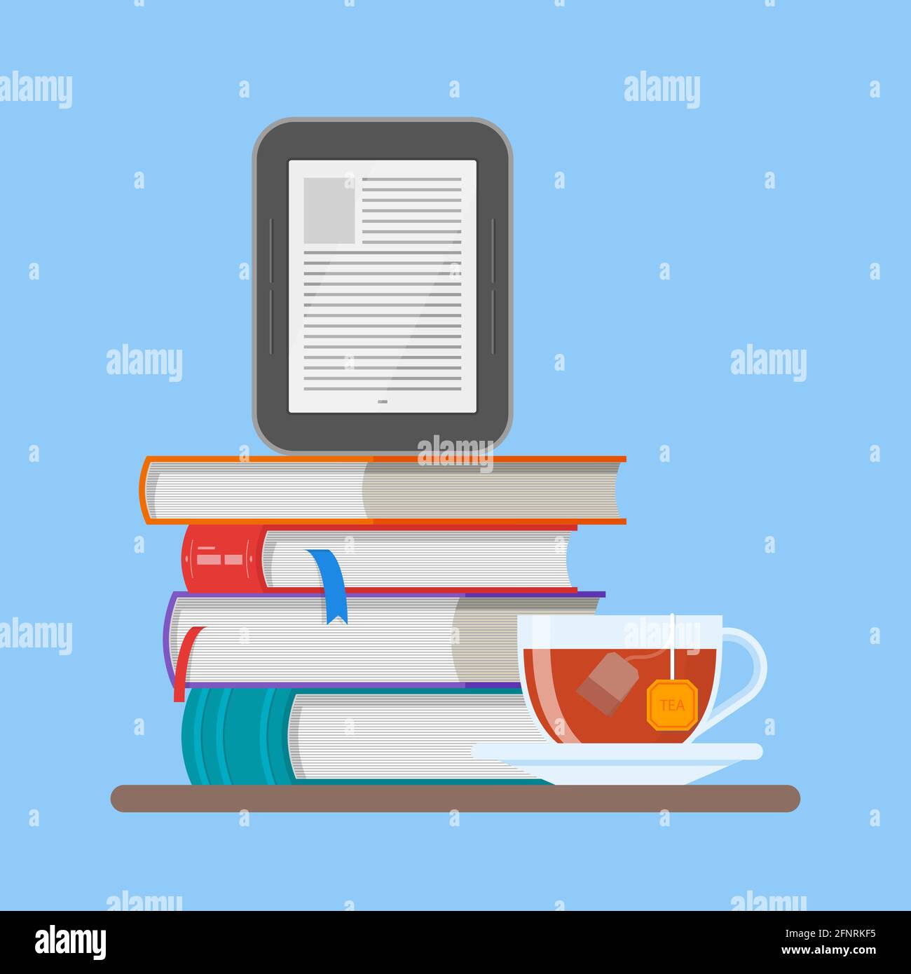 Electronic book concept vector illustration in flat style. Stack of