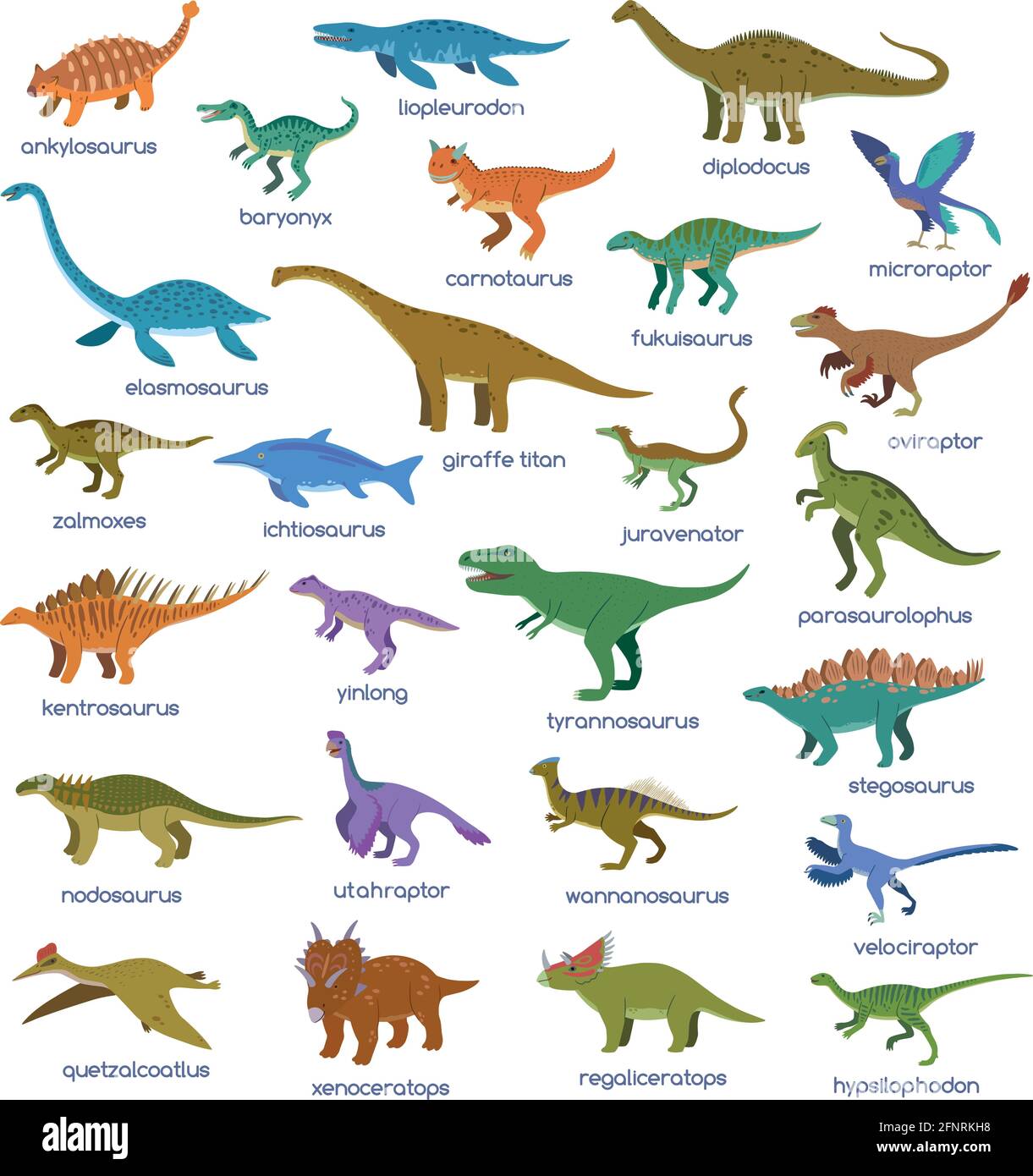Big set of cute colorful cartoon dinosaurs, isolated on white background  Stock Vector Image & Art - Alamy