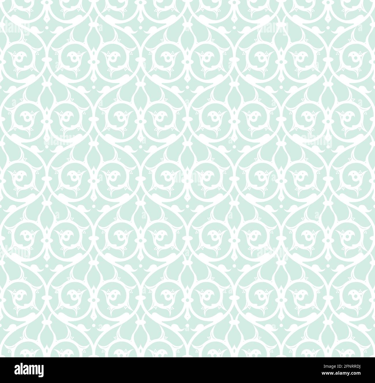 Floral seamless pattern design with Ottoman Turkish style ornaments, repeating background for web and print Stock Vector