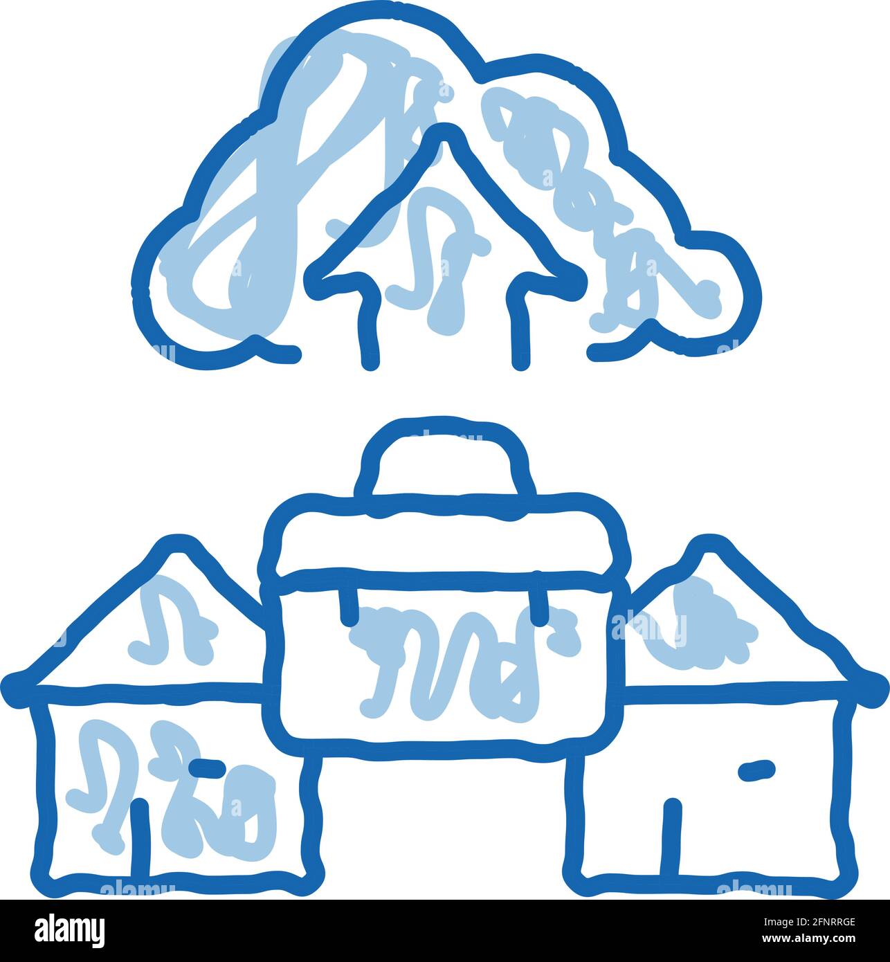 remote work with cloud store doodle icon hand drawn illustration Stock ...