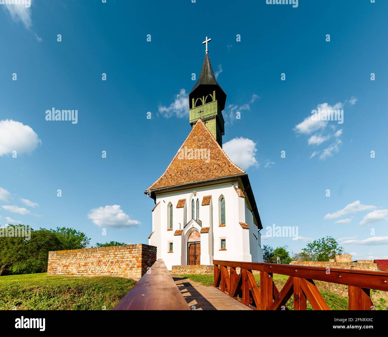 Historical Church in Ofoldeak village Hungary, alfold region. This is an splendid renowated church what built in 15th century. Hungarian name is Szuz Stock Photo