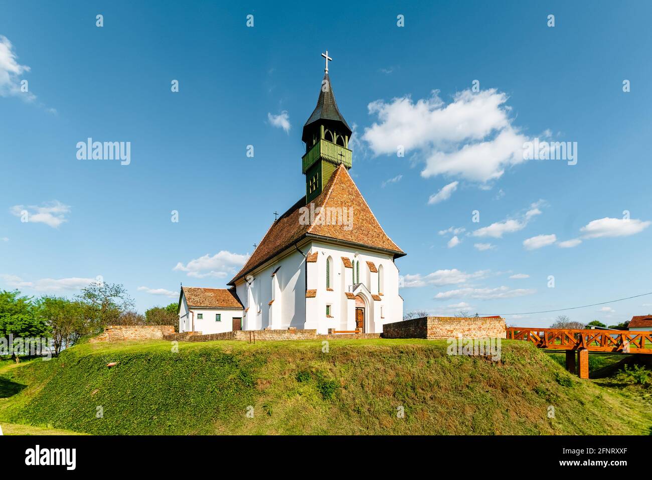 Historical Church in Ofoldeak village Hungary, alfold region. This is an splendid renowated church what built in 15th century. Hungarian name is Szuz Stock Photo
