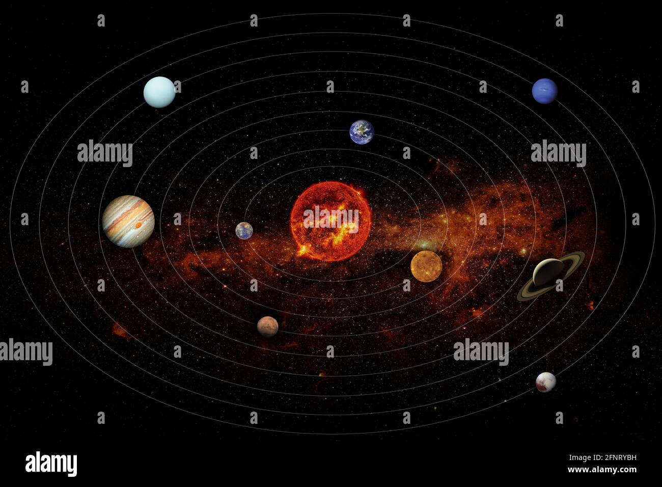 Solar system. Elements of this image furnished by NASA Stock Photo Alamy