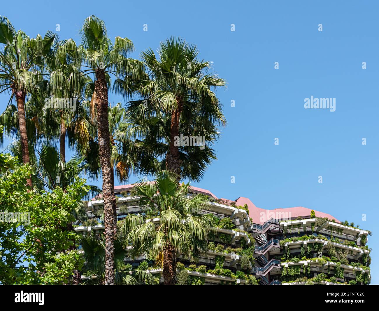 Green Building Facade Details In Barcelona, Spain Stock Photo