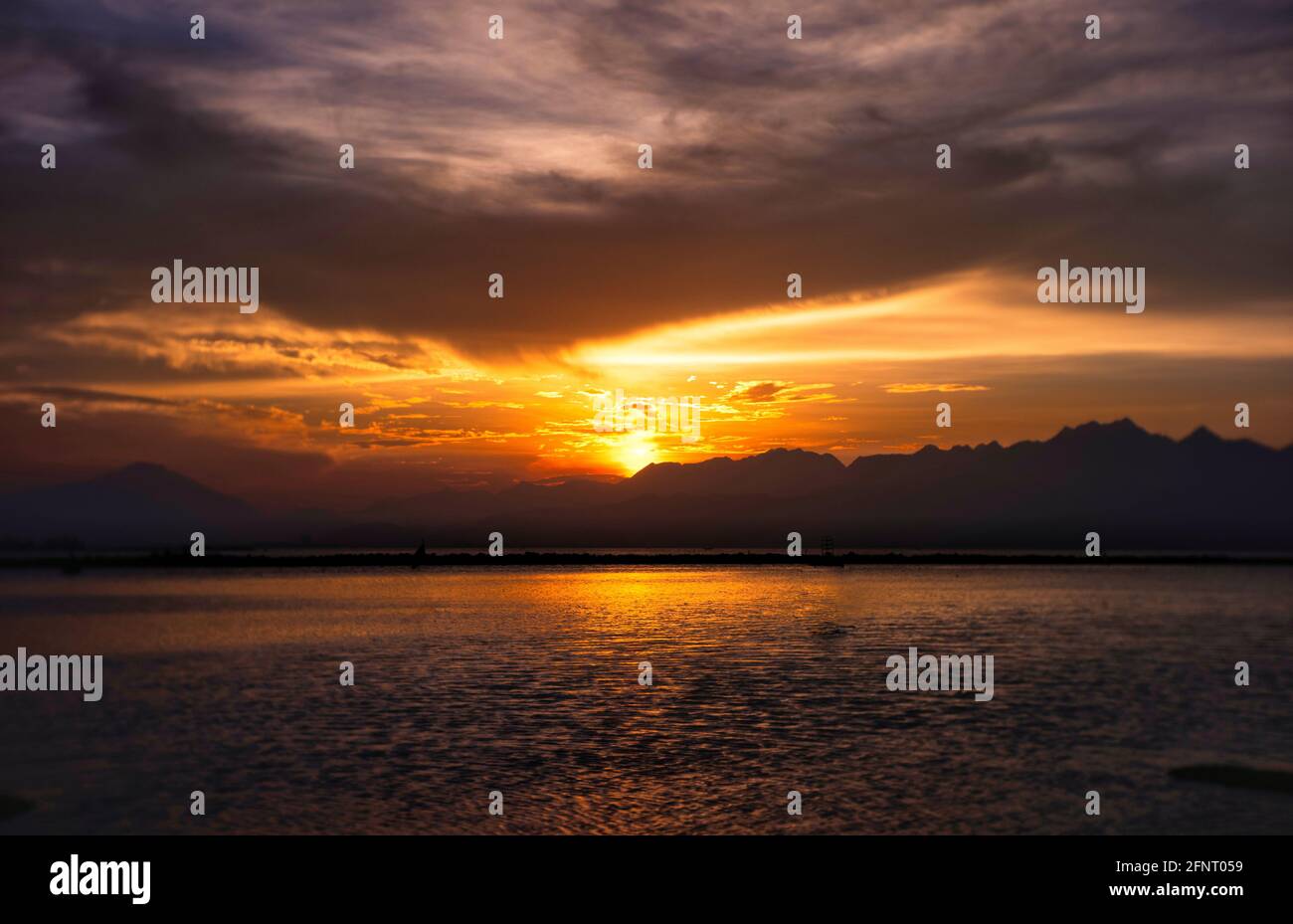 Beautiful sunset on Son Tra Stock Photo