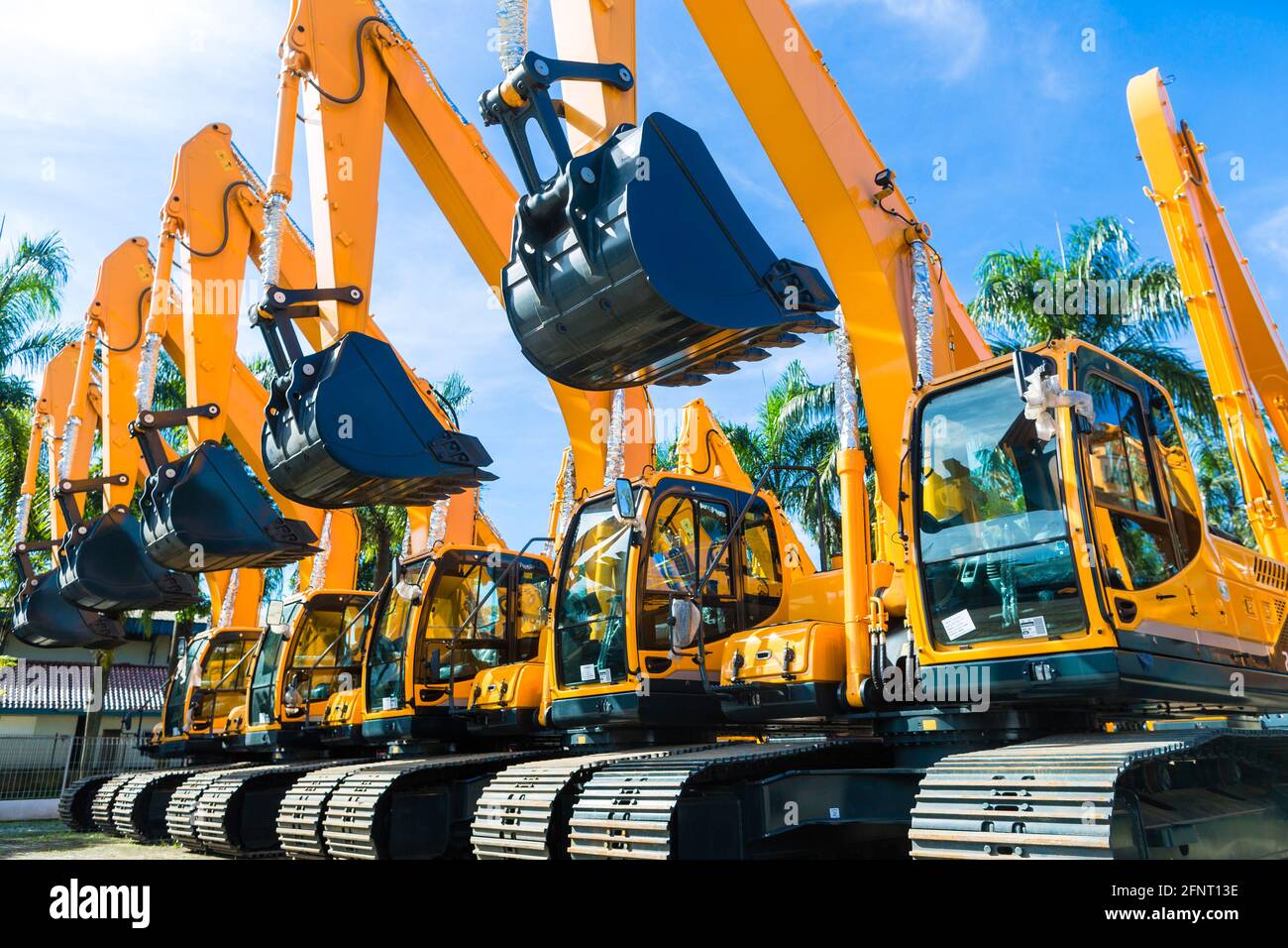 Vehicle fleet with construction machinery of building or mining company ...