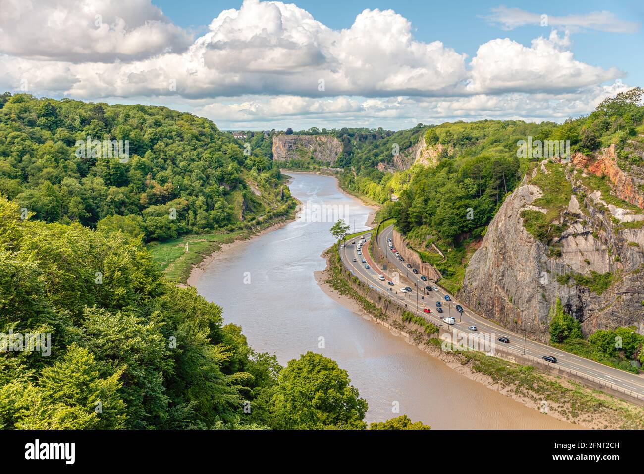 View from the Clifton Suspension Bridge into the Avon River Valley, Bristol, Somerset, England Stock Photo