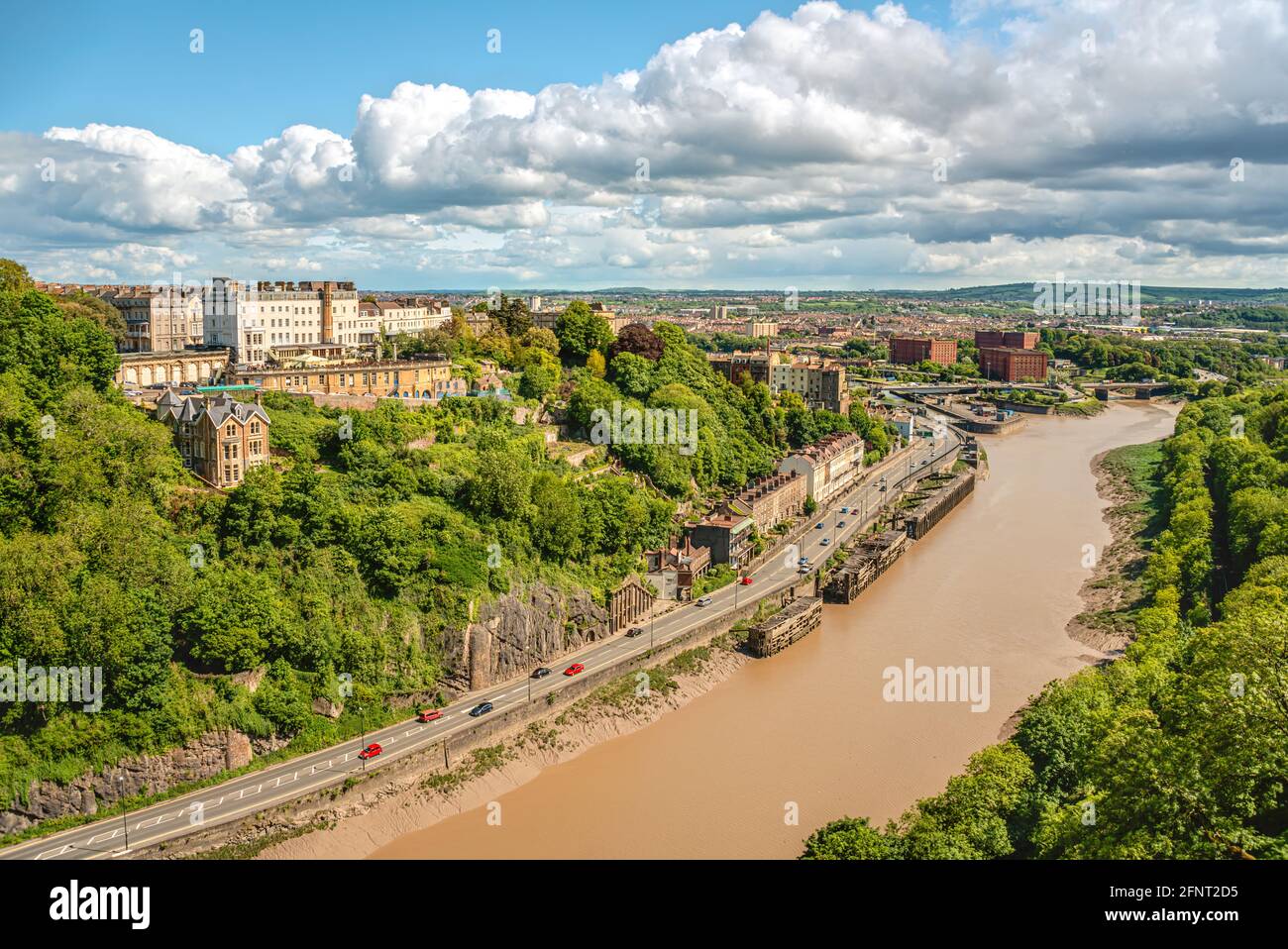 View from the Clifton Suspension Bridge into the Avon River Valley, Bristol, Somerset, England Stock Photo