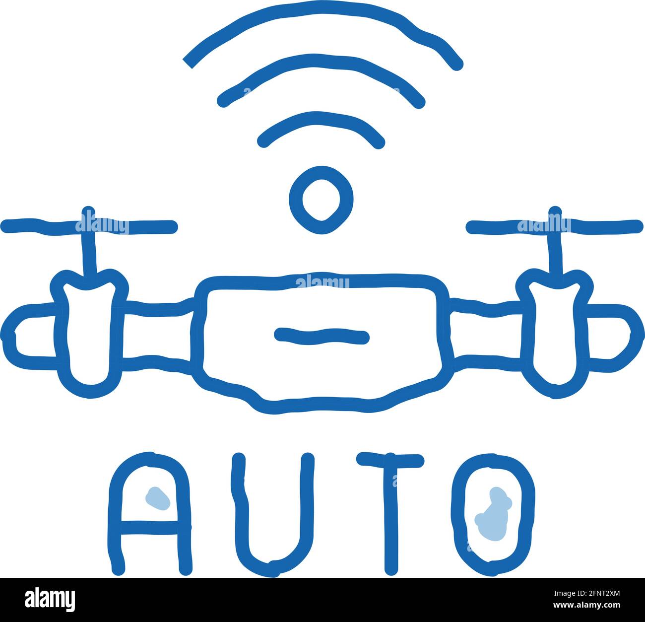 Drone auto return home doodle icon hand drawn illustration stock vector