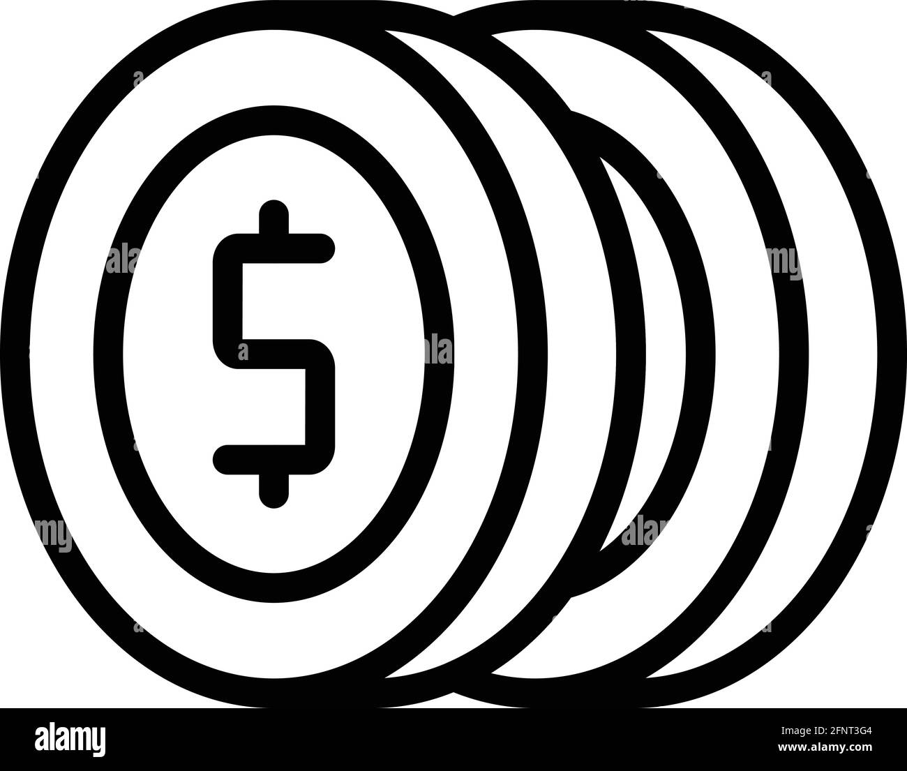 Dollar coins icon. Outline Dollar coins vector icon for web design ...