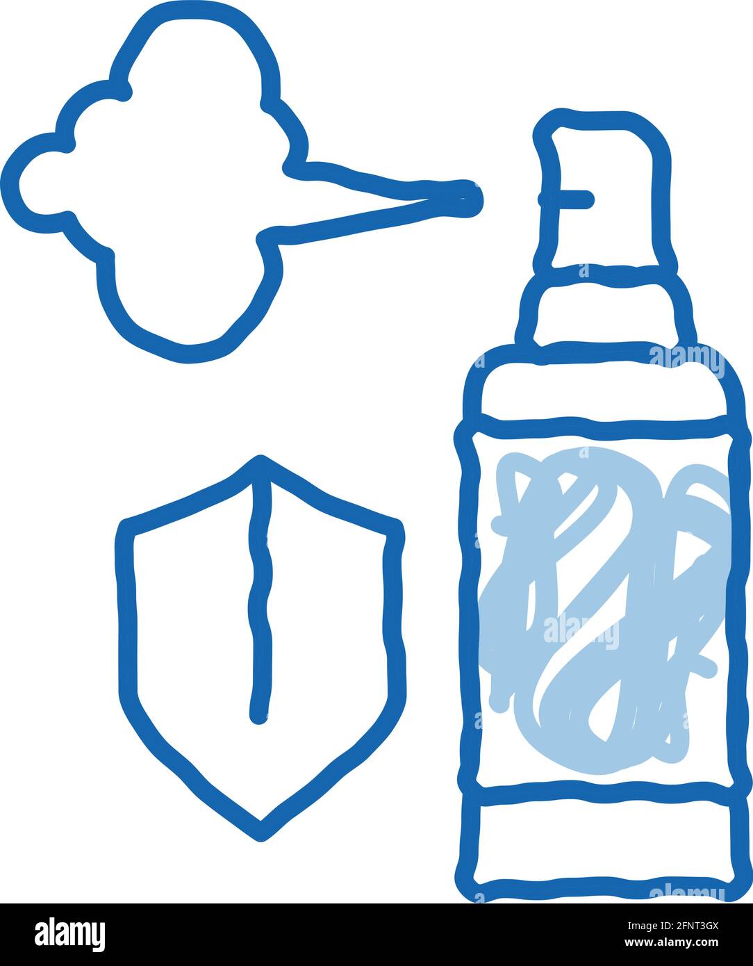 aroma spray bottle doodle icon hand drawn illustration Stock Vector