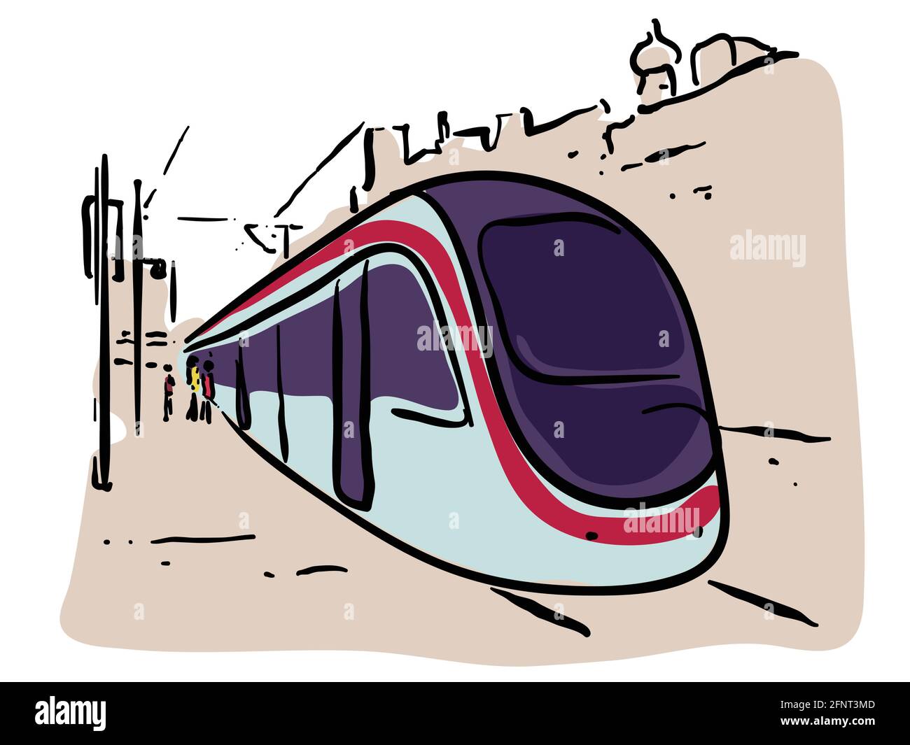 High speed train at station vector illustration Stock Vector