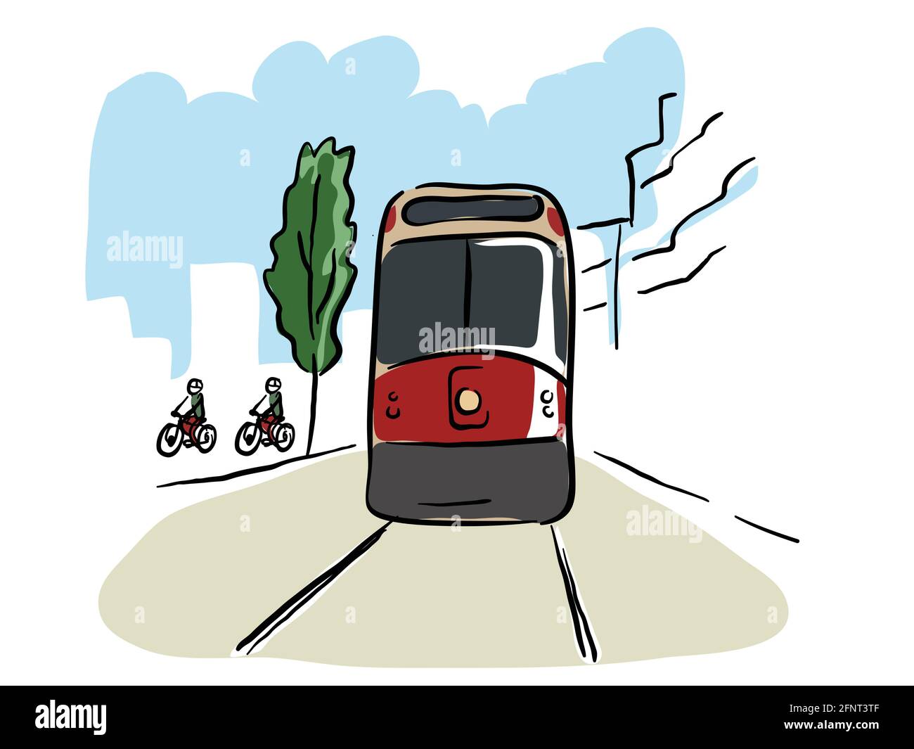 Modern tram moving vector illustration Stock Vector