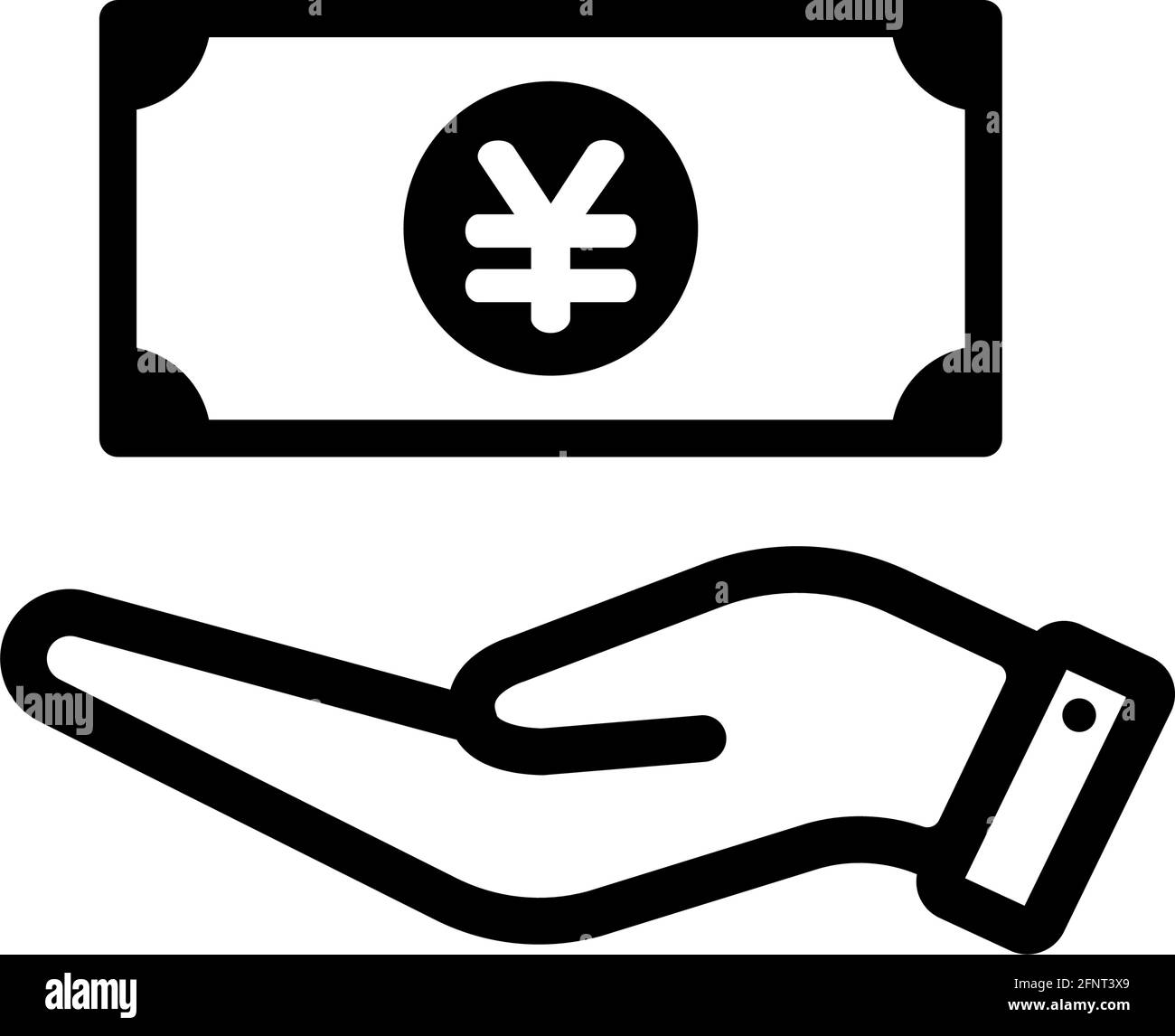 Hand holding money vector icon illustration ( JPY, Japanese Yen ) Stock Vector