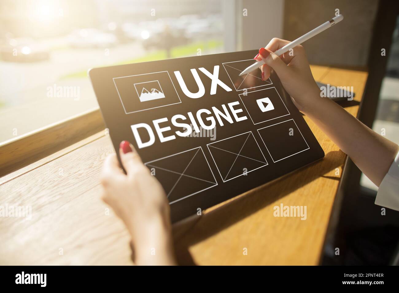 UX Design. User experience designer, Web and application development. Internet and technology concept. Stock Photo