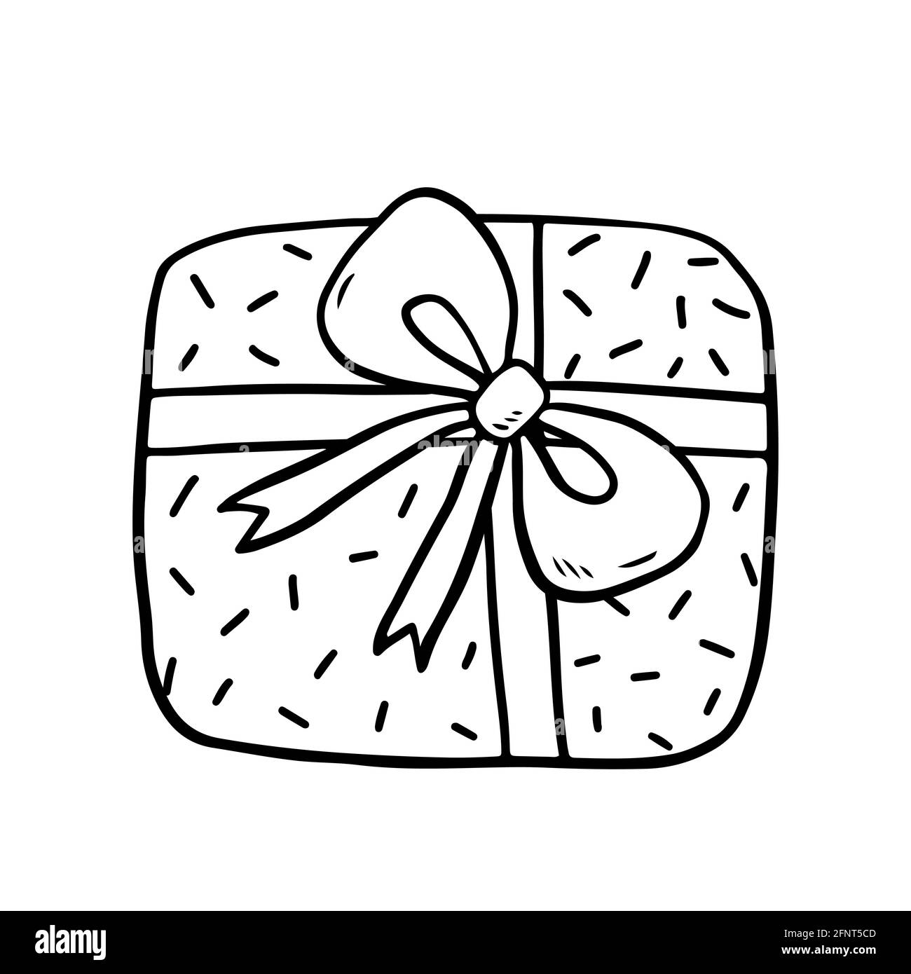 Gift Doodle Icon Vector Hand Draw Stock Illustration