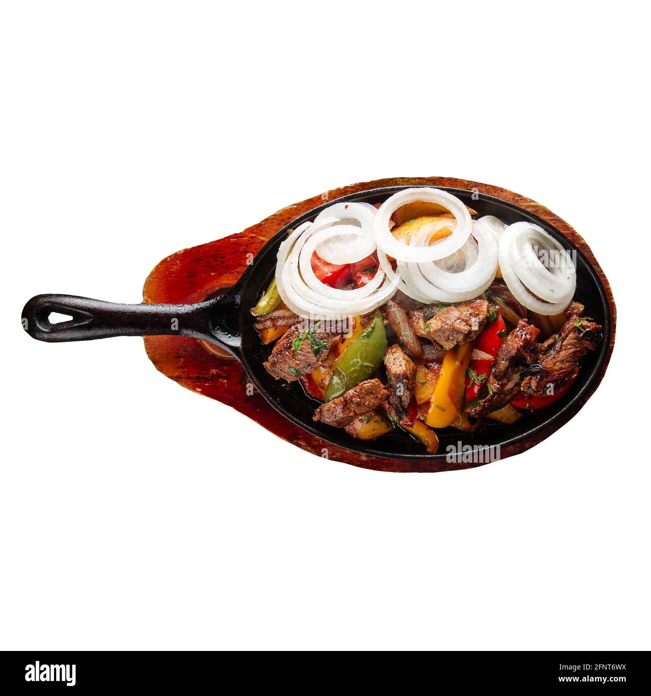 Isolated roast meat and vegetables Stock Photo