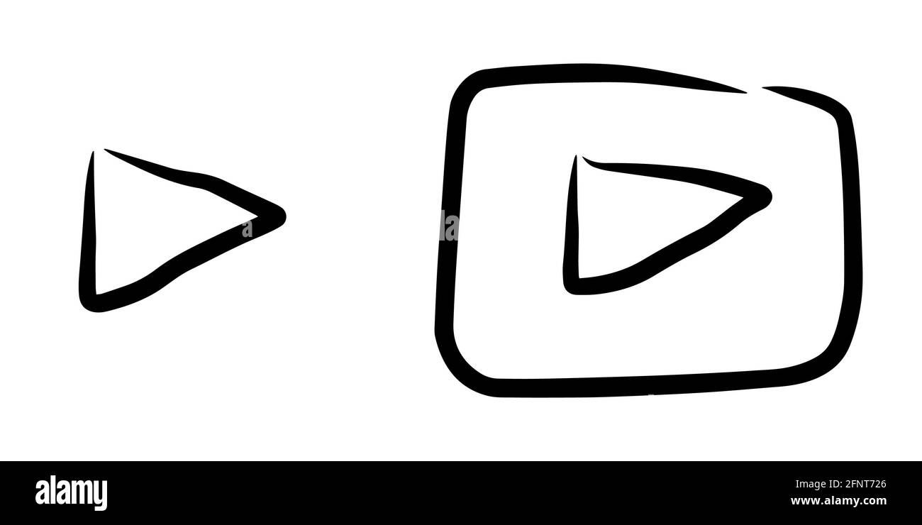 play buttons isolated vector sketches. Playback icons hand drawing black outline Stock Photo
