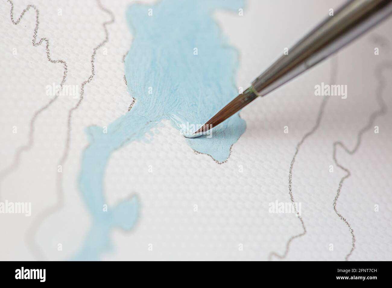 Painting Art. Drawing By Numbers Using Brushes, Numbered Paints Stock