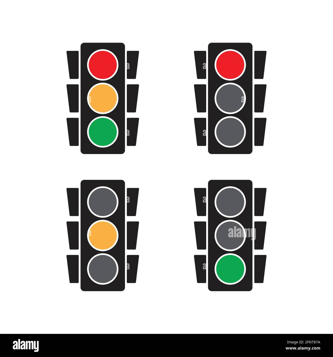 Traffic Light Vector Icon Set Red Yellow And Green Color On A White 
