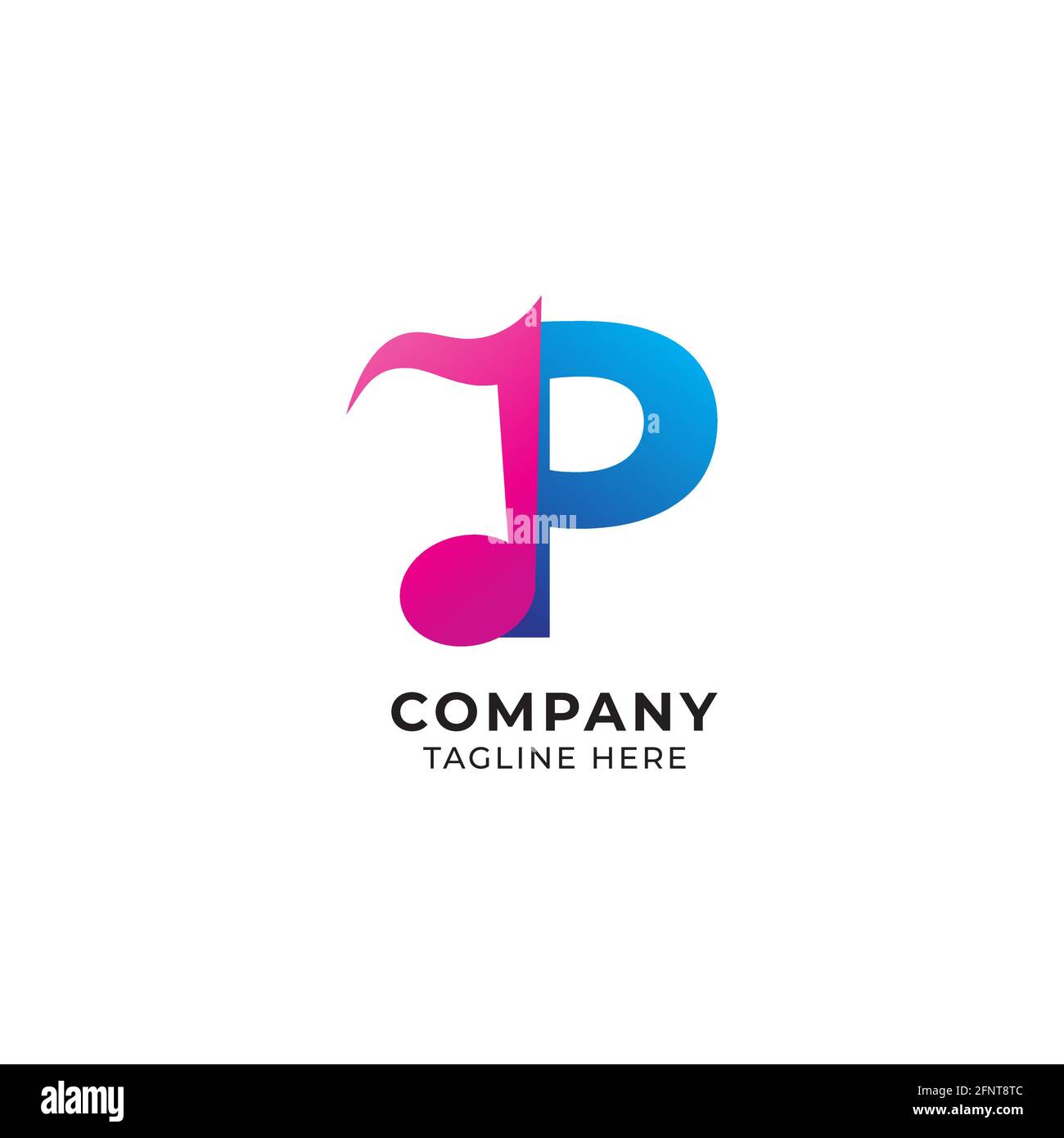 Colorful Letter P Alphabet Music Logo Design Isolated on White ...