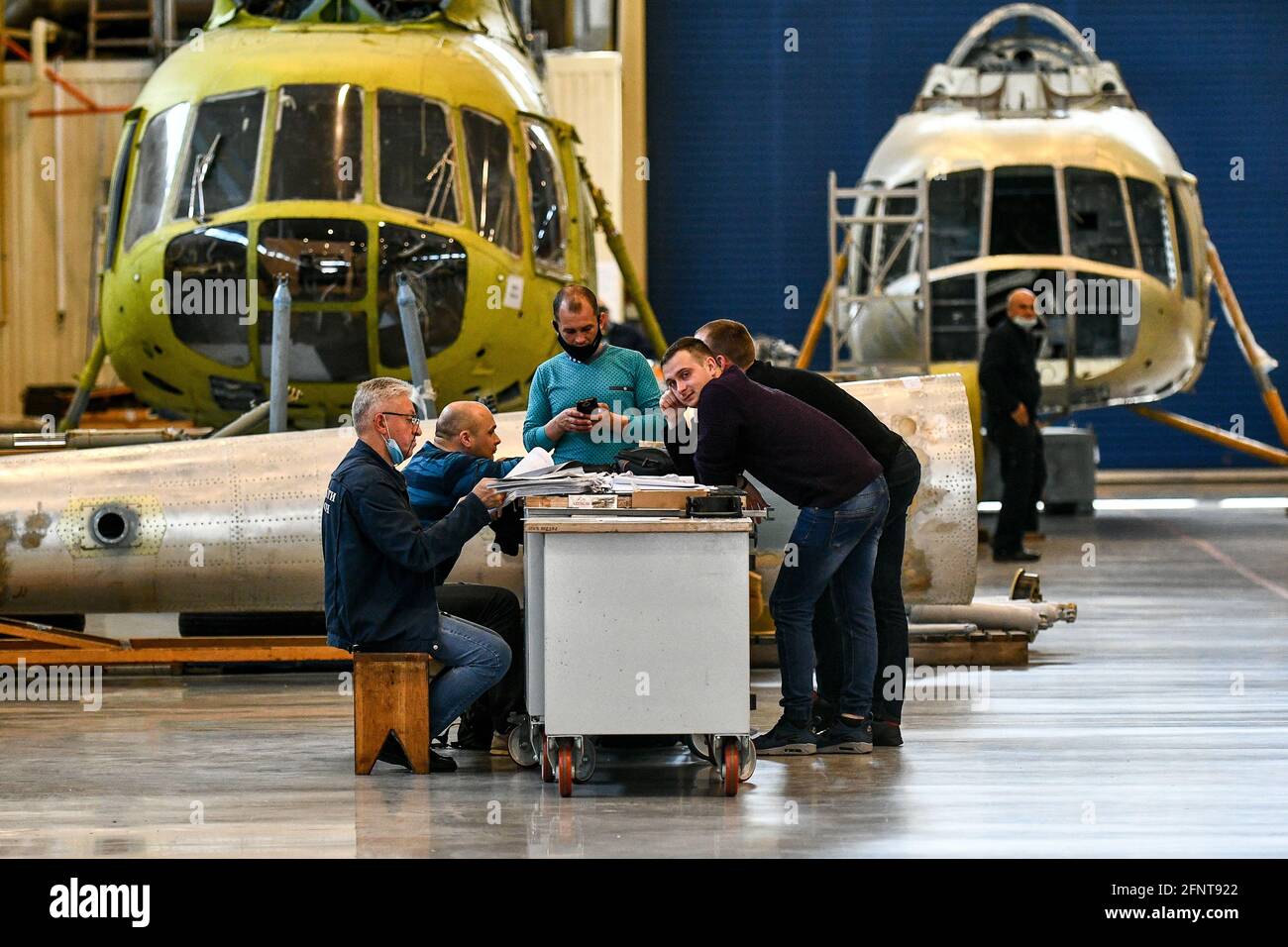 ZAPORIZHZHIA, UKRAINE MAY 18, 2021 Workers are seen on the premises