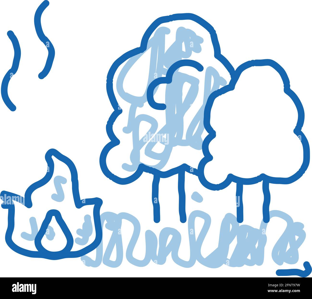 forest fire doodle icon hand drawn illustration Stock Vector Image ...