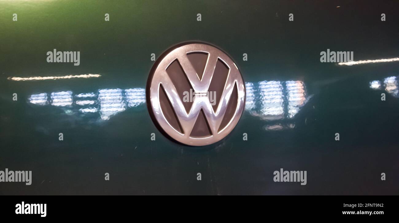Closeup of the VW logo on a new car front Stock Photo - Alamy