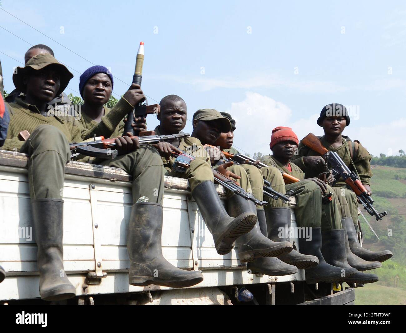 Congolese soldiers in North Kivu province in the D.R.C Stock Photo