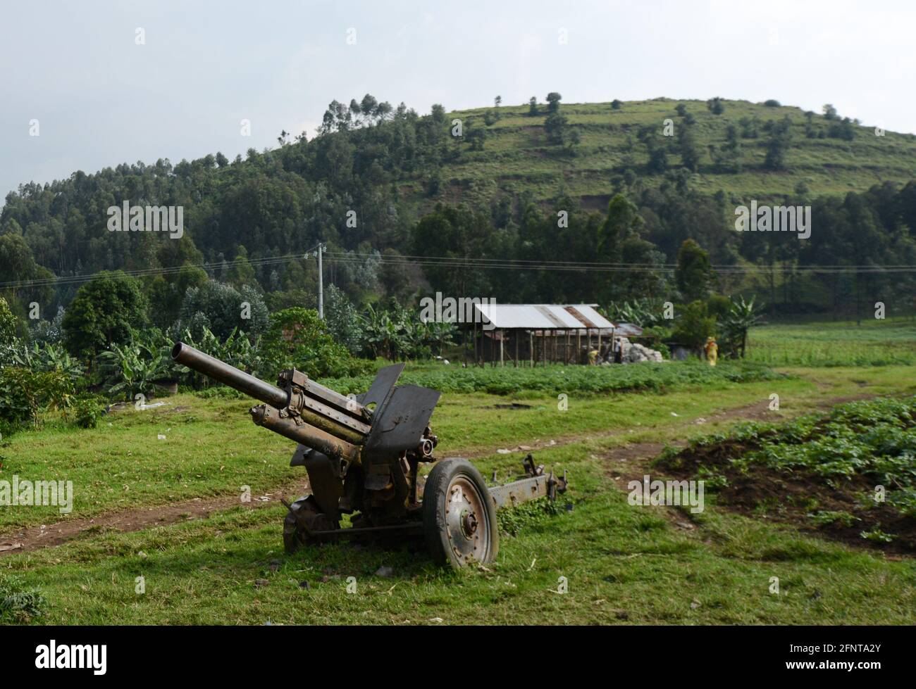 A Congolese army canon in north Kivu province. Eastern Congo has many domestic conflicts with armed militias an rebels. Stock Photo