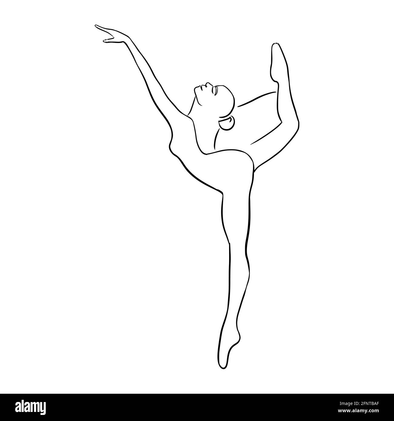 Continuous line art ballerina for logo, emblem template, web, prints. Hand  drawn isolated vector illustration Stock Vector Image & Art - Alamy