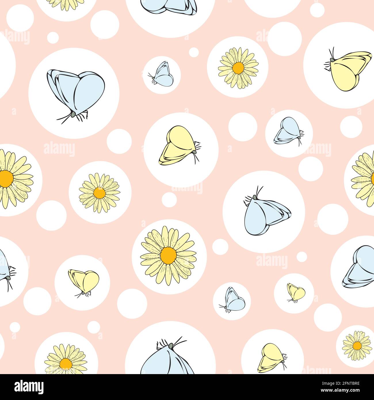 Seamless Peach Daisy Design Stock Illustration - Illustration of