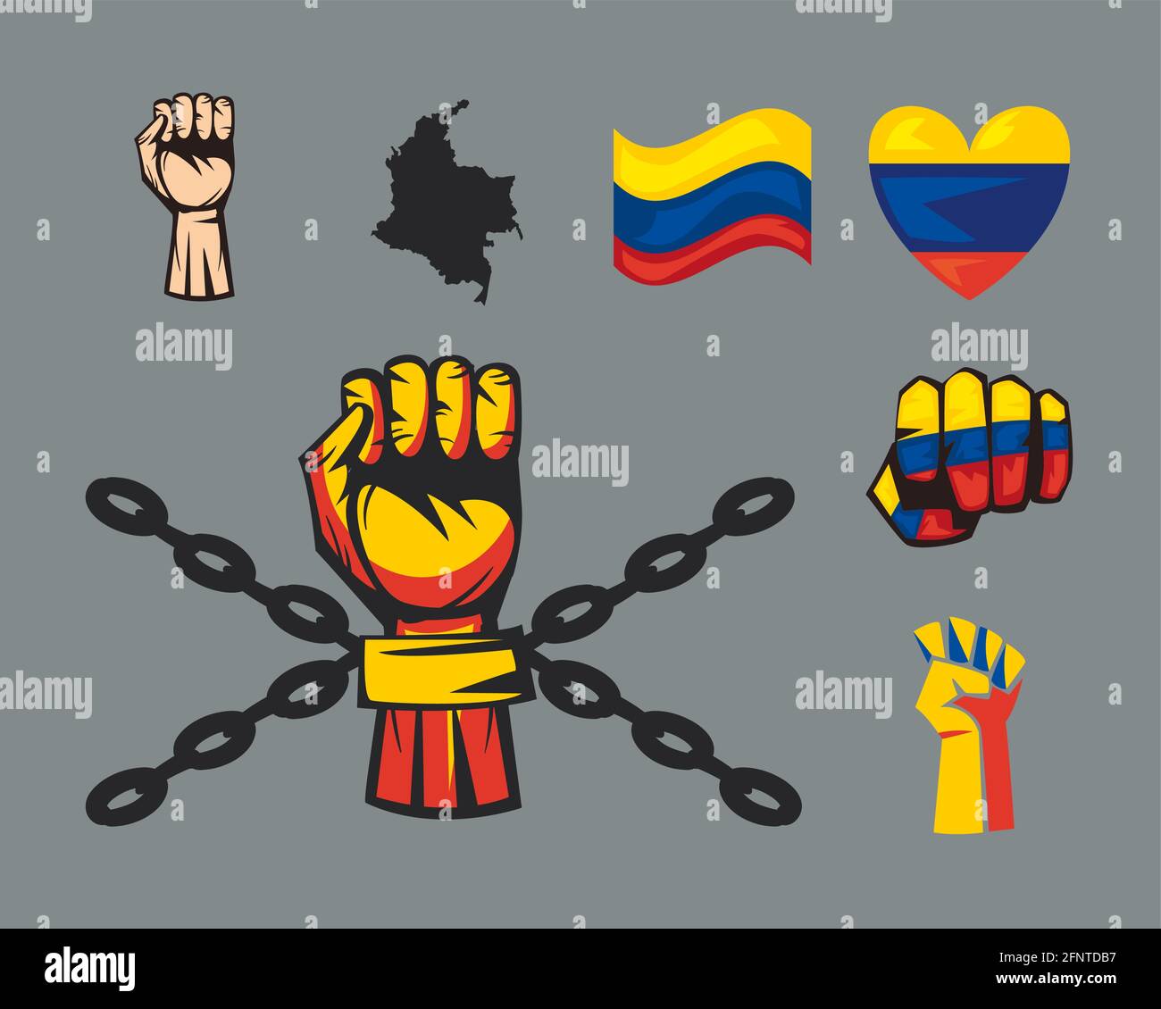 seven colombian protest set icons Stock Vector Image & Art - Alamy