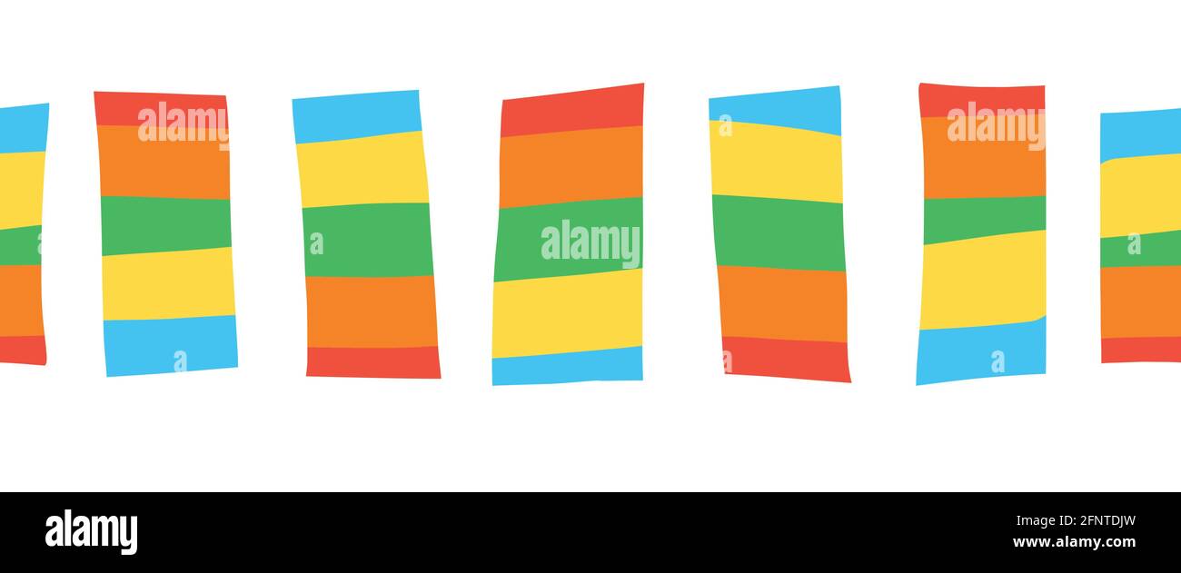 Seamless border doodle block stripes. Vector pattern horizontal ...