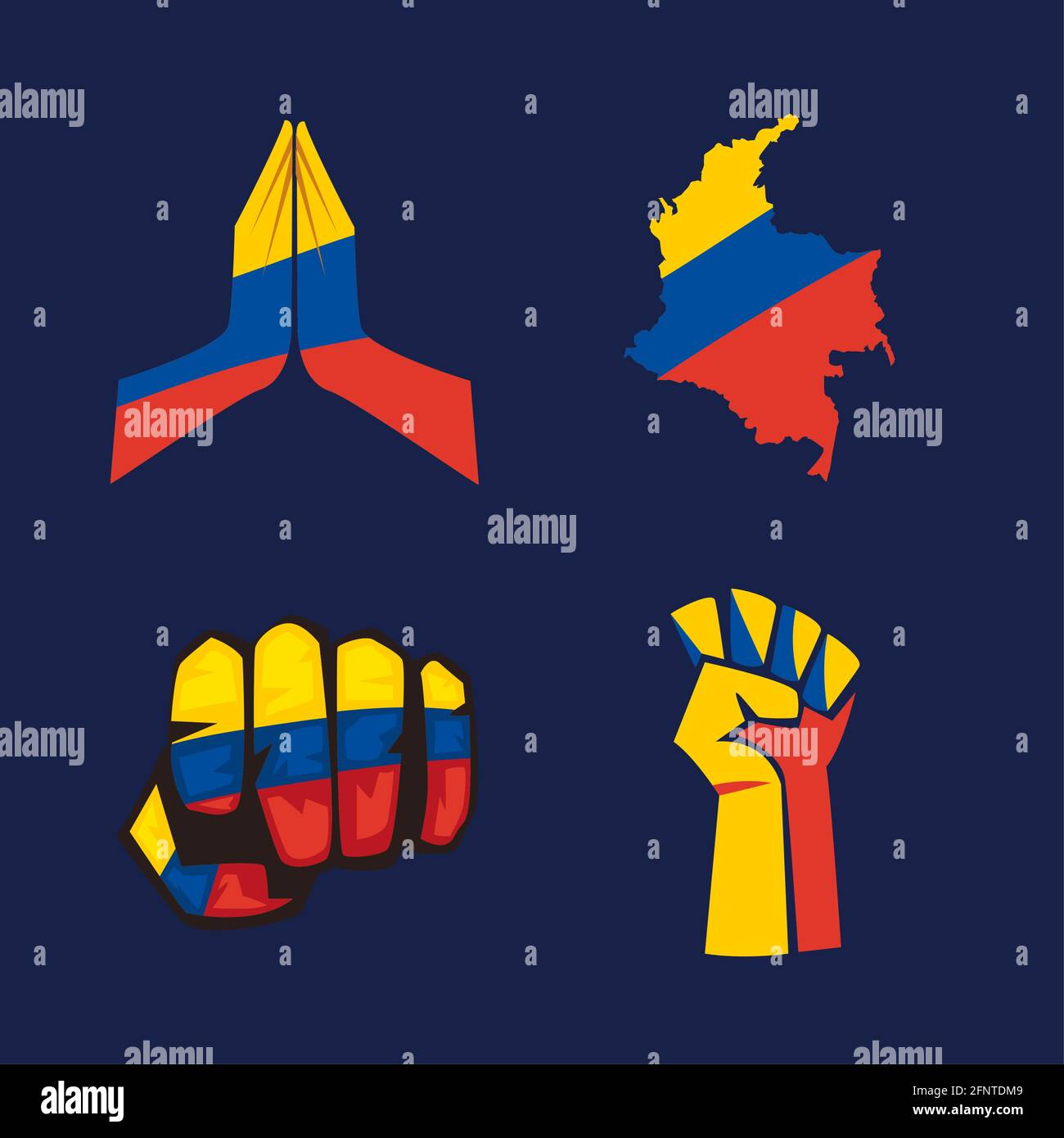 colombian protest set four icons Stock Vector Image & Art - Alamy