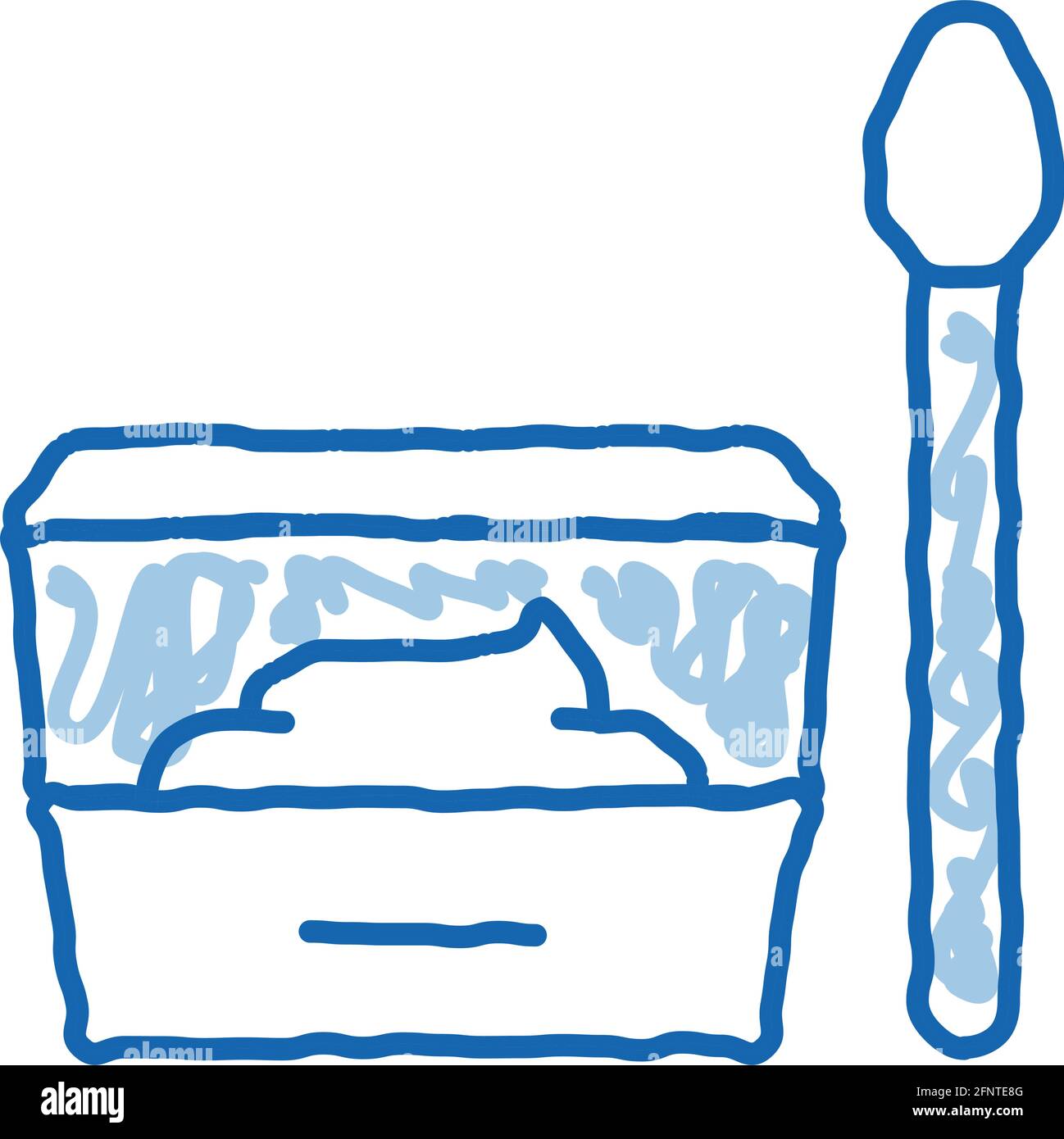 container with food and spoon doodle icon hand drawn illustration Stock ...