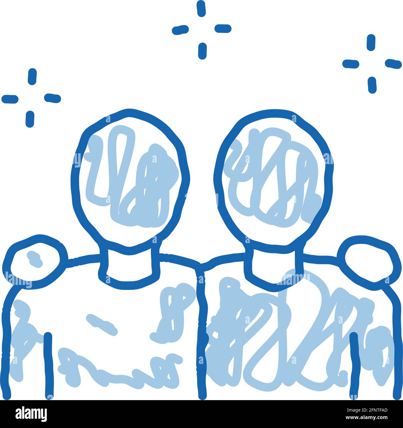 multiracial human friends doodle icon hand drawn illustration Stock ...