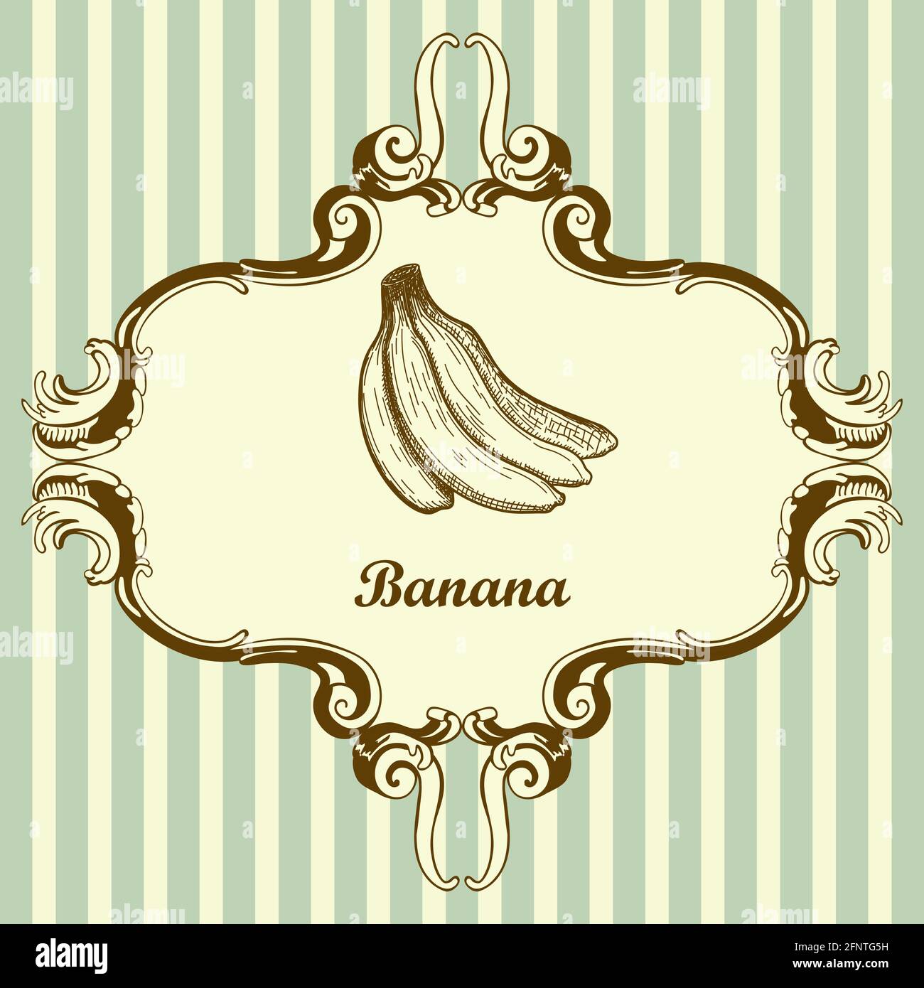 Icon Of Banana. Hand Drawn Sketch. Retro Vintage Design. Vector Illustration. Stock Vector
