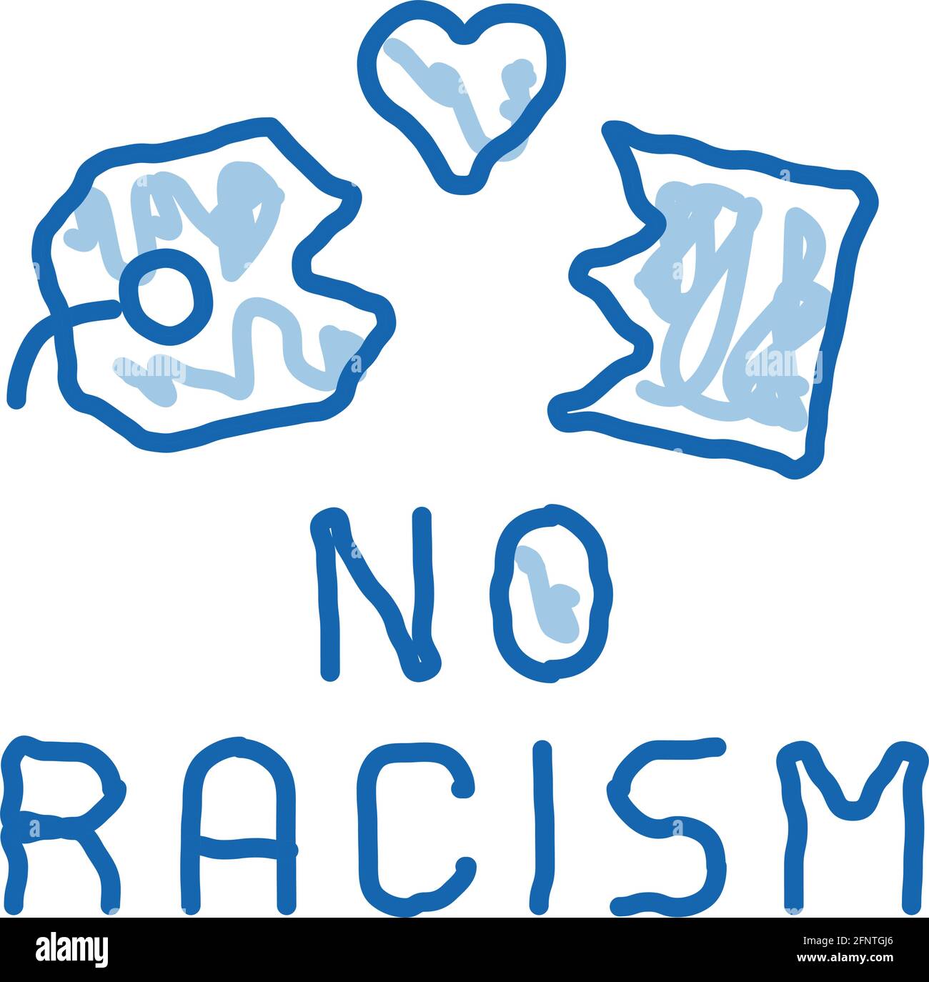 no racism torn label doodle icon hand drawn illustration Stock Vector ...