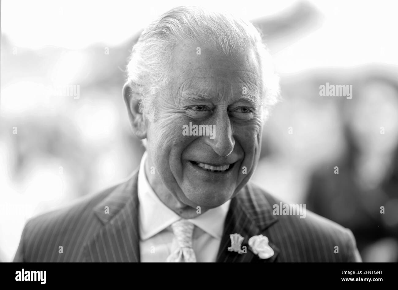 The Prince of Wales during a visit to Bangor Market where he walked around and meeting stall holders at the open-air market. Picture date: Wednesday May 19, 2021. Stock Photo