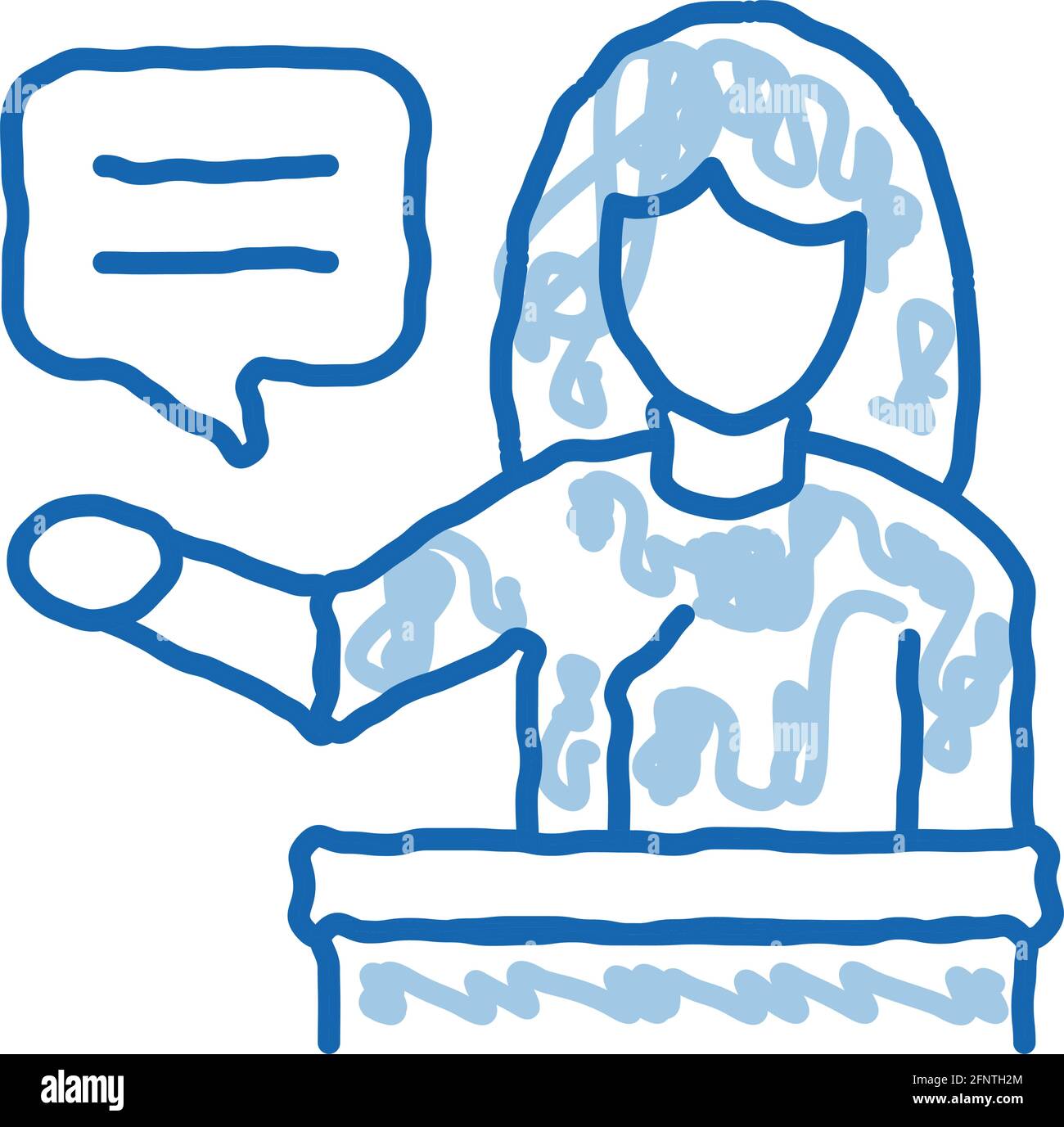 seminar woman teacher doodle icon hand drawn illustration Stock Vector ...